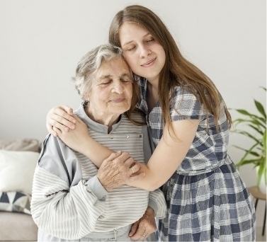 two women hugging